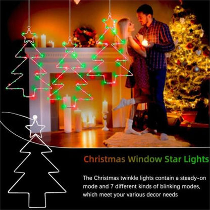 Wrought Iron Christmas Tree Shaped Lantern Festival LED Christmas Garland String Lights Fairy Curtain Light For Home Party Decororatios