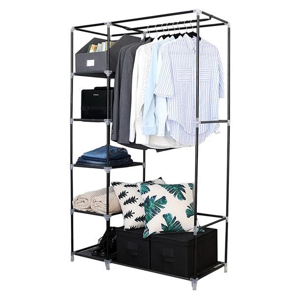 16 Tube Non-woven Fabric Wardrobe With 4 Layers And 6 Compartments