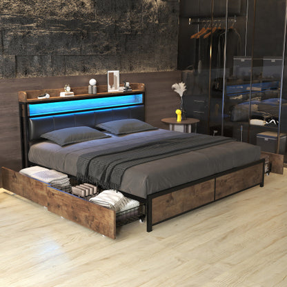 PU Wood With Slatted Frame And Headboard