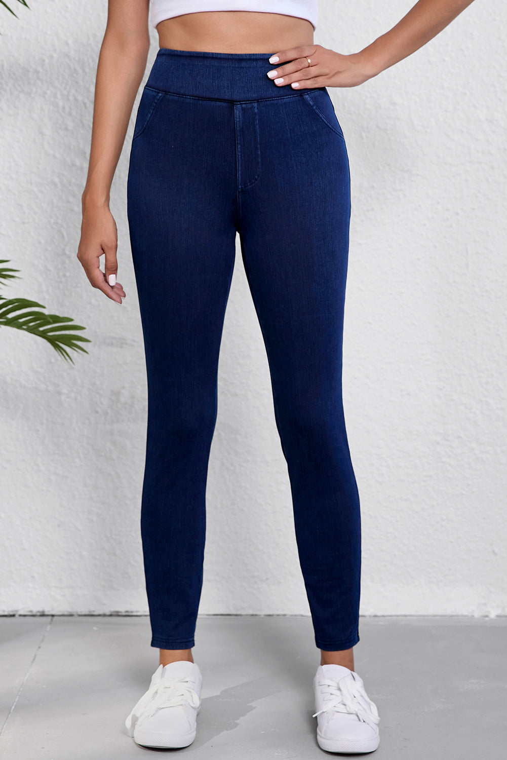 Black Back Pocket Stretchy Denim Casual Leggings