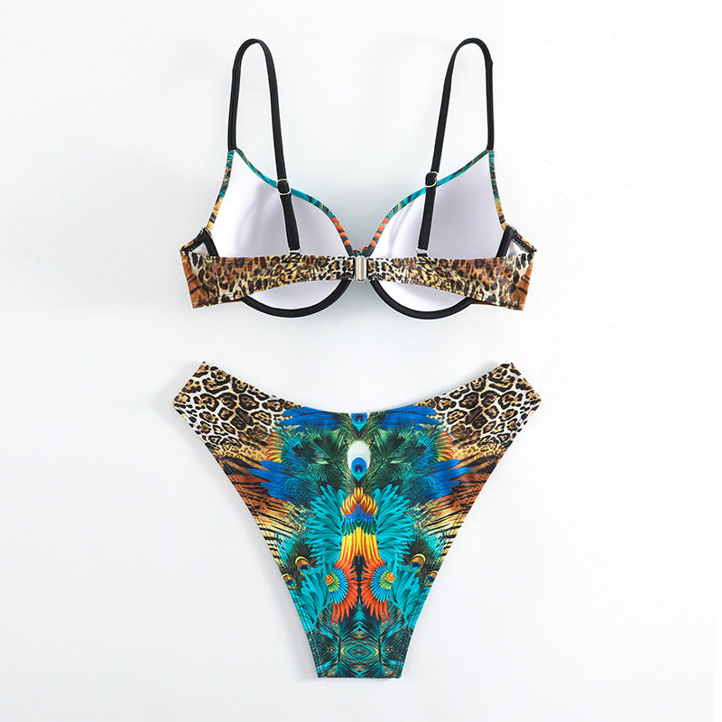 Printed Underwire Bikini Swimsuit