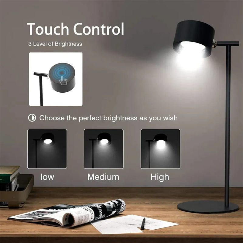 Magnetic Touchable LED USB Rechargeable Table Lamp 360 Rotate Cordless Remote Control Desk Lights Home Bedroom Wall Night Lamp