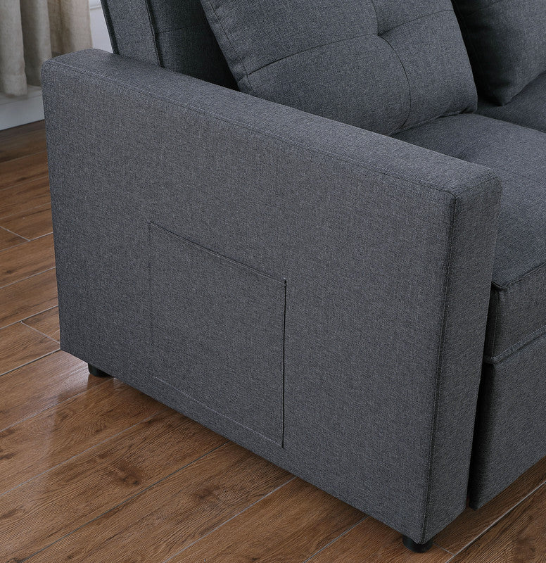 56 Inch Dark Grey Linen Convertible Sleeper Double Sofa