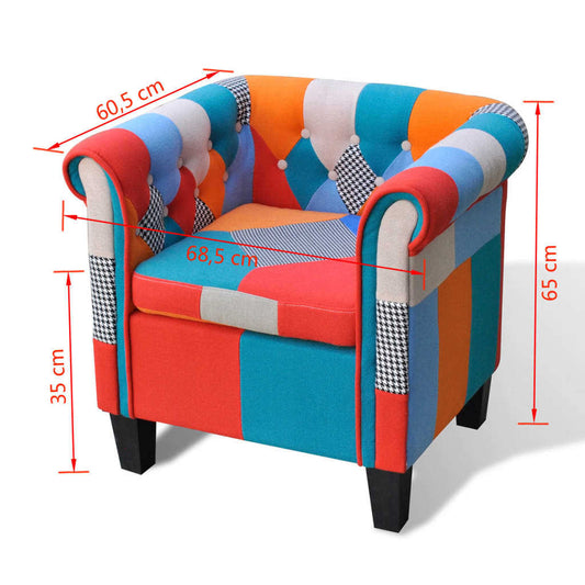 vidaXL Armchair with Patchwork Design Fabric