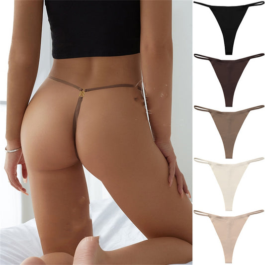 Seamless Thin Belt Buckle T-shaped Panties T-string For Women Underwear