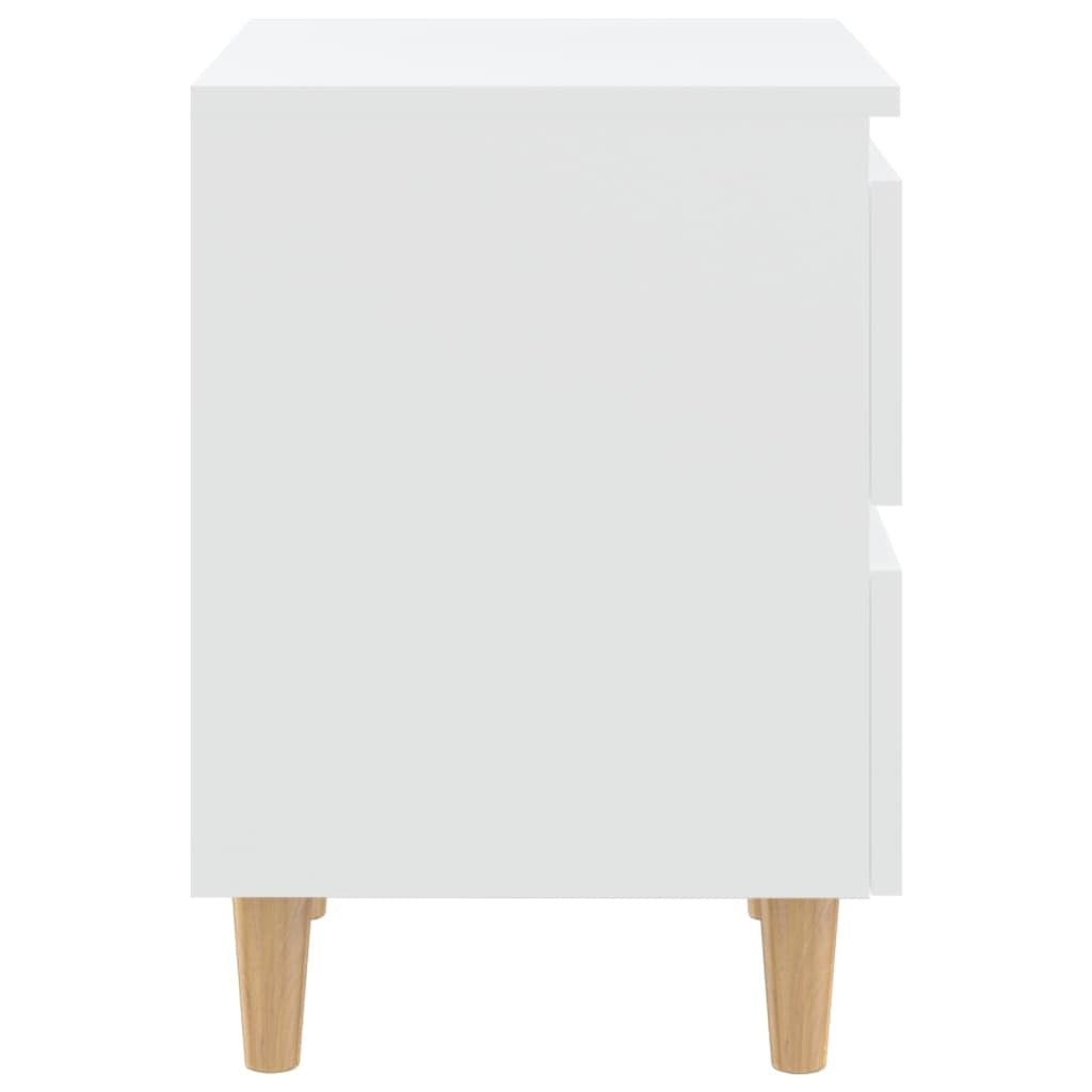 vidaXL Bed Cabinets with Solid Pinewood Legs 2 pcs White 40x35x50 cm