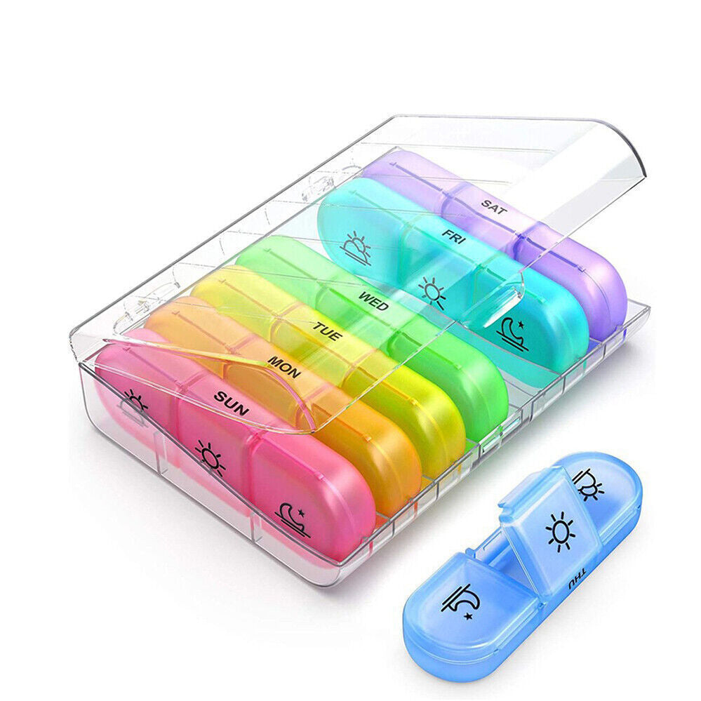 Storage 7 Day Weekly Container Organizer Pill Box Dispenser Medicine Tablet Case