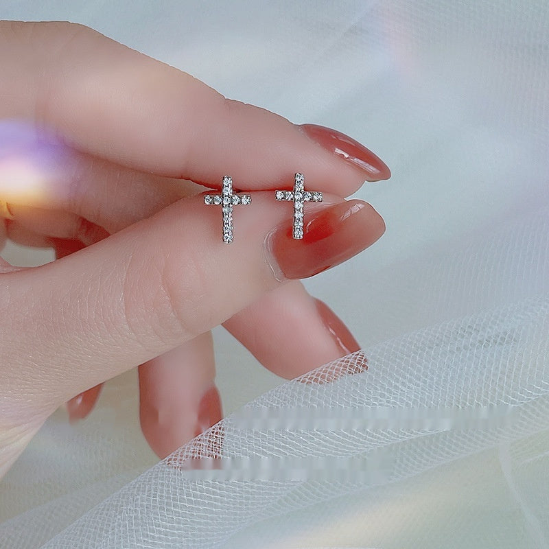 2024 New Fashion Stainless Steel Cross Earrings Product Temperament All Match Birthday Anniversary Earrings Small Gift