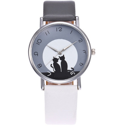 Nouveau Mode Belle Chat Montre En Cuir  Femmes Montres Quartz