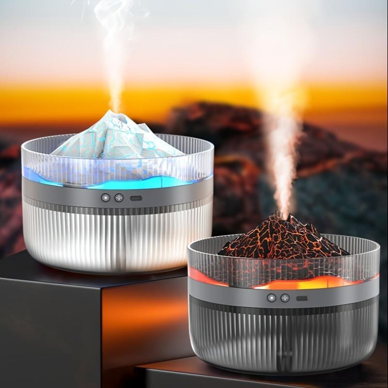 2 Color LED Mood Simulation Volcano Flame Light Humidifier -2L Large Capacity, Aromatherapy Diffuser With Timer, Auto Shutoff, Ultra Quiet Operation, Suitable For Bedroom, Office, Living Room Portable