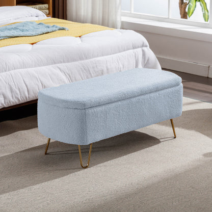 Blue Bedside Storage Footstool