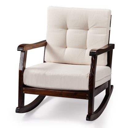 Carbonized Cedar With Detachable Beige Cushion Rocking Chair