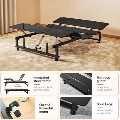 Adjustable Bed Base Frame Queen Bed Frame With Head And Foot Incline Wireless Remote Zero Gravity Quiet Motor Black Queen