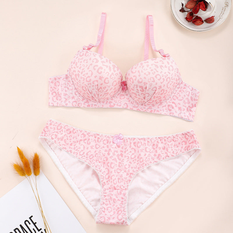 Printed Underwear Adjustable Push Up Bra Set