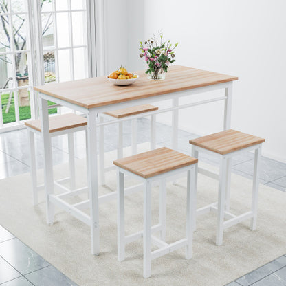 5 Piece Modern Kitchen Table Set With Four Bar Stools