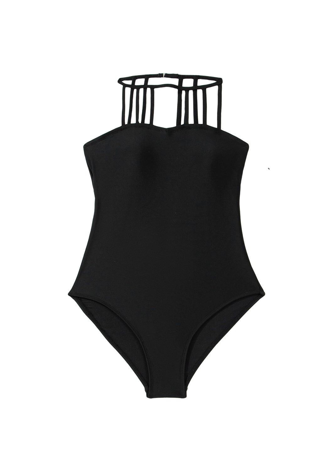 Black Strappy Halter Neck Sexy One Piece Swimsuit