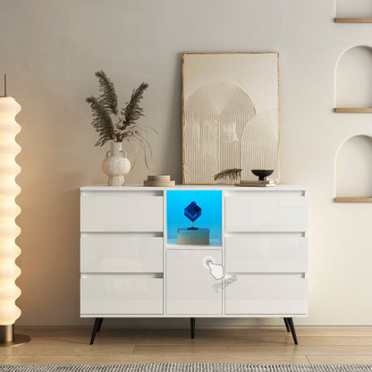 Storage Cabinet With White High Gloss LED Light