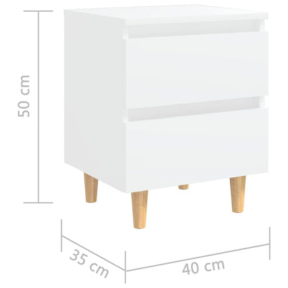 vidaXL Bed Cabinets with Solid Pinewood Legs 2 pcs White 40x35x50 cm