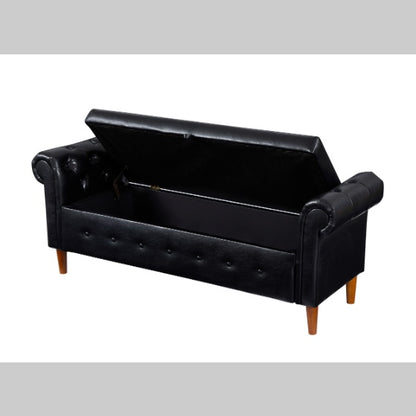 Black Multifunctional Storage Rectangular Sofa Stool