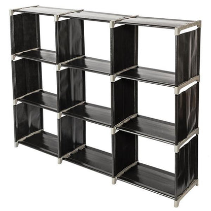 3-layer 9-grid Storage Rack - Black