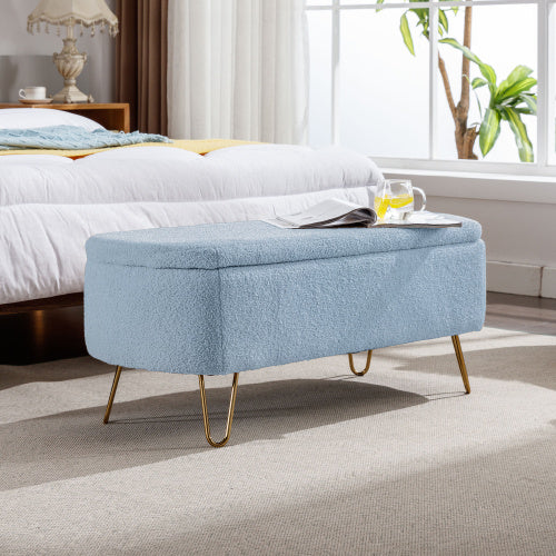 Blue Bedside Storage Footstool