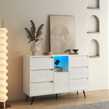 Storage Cabinet With White High Gloss LED Light