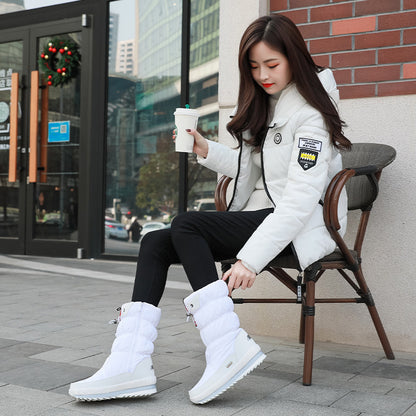 Winter New Plus Velvet Thick Cotton Shoes Thermal Middle Tube Waterproof Non-slip Boots