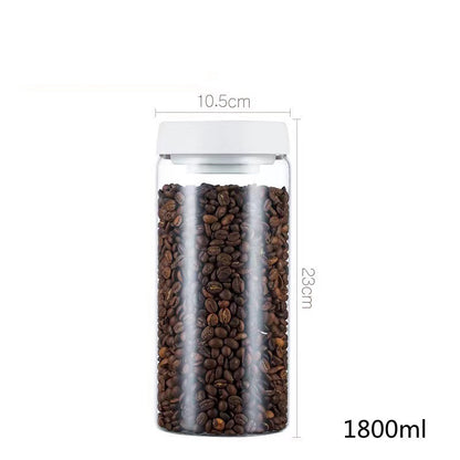 Vacuum Sealed Jug Set Black Coffee Beans Glass Airtight Canister Kitchen Food Grains Candy Keep Good Storage Jar Set Kitchen Gadgets