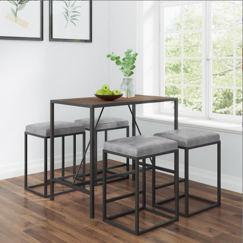 Riley Indoor Walnut Metal Pub Dining Table With Metal Frame