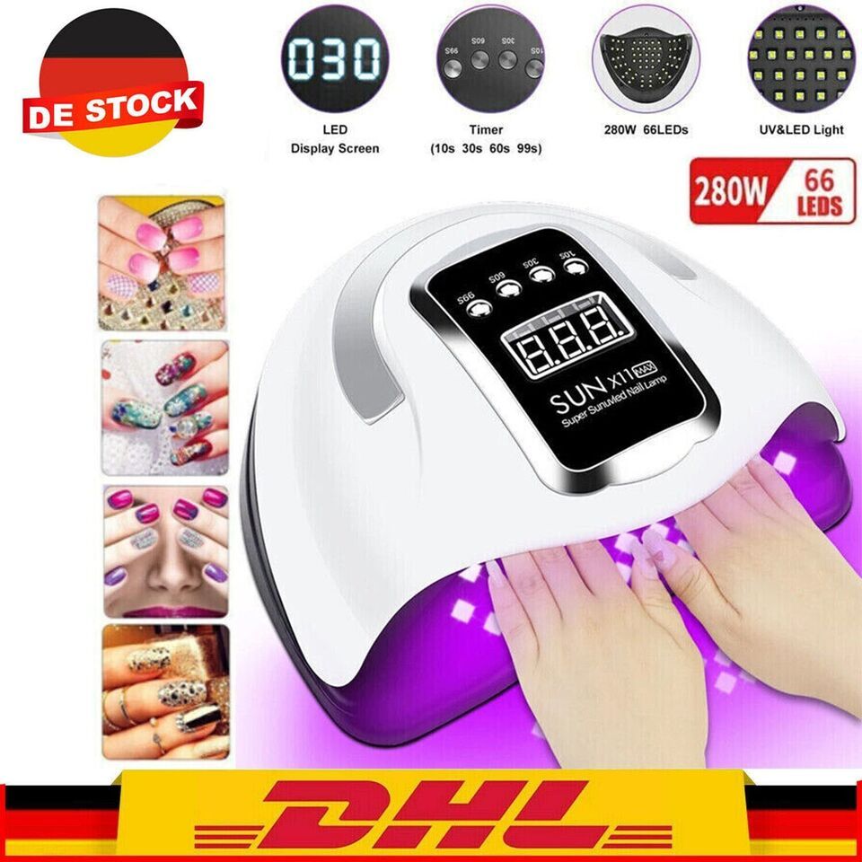 280W Gel Lichthartungsgerat Sensor Nageltrockner Mit 4 Timer LED UV Nagel Lampe