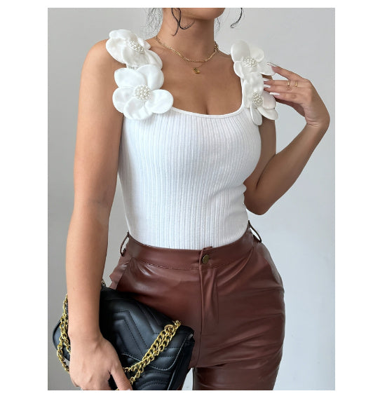 Three-dimensional Flower Elegant Spring And Summer Knitted Vest