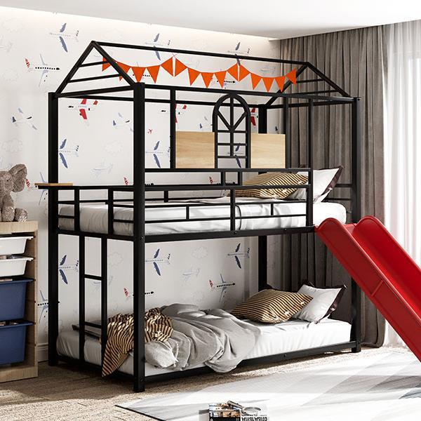 Bunk Metal Bunk Bed, Metal Bed With Slide