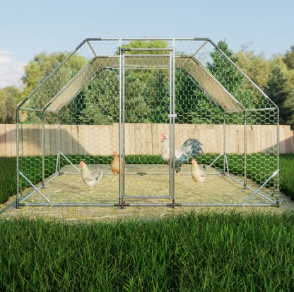 10 Ft. X 13 Ft. Galvanized Large Metal Walk In Chicken Coop Cage Farm Poultry Run Hutch Hen House