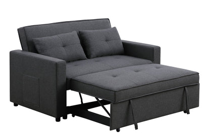 56 Inch Dark Grey Linen Convertible Sleeper Double Sofa