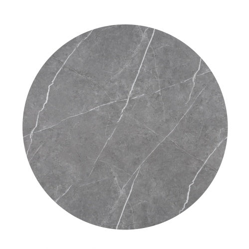 Amy - Round Faux-Marble Dining Table - Gray