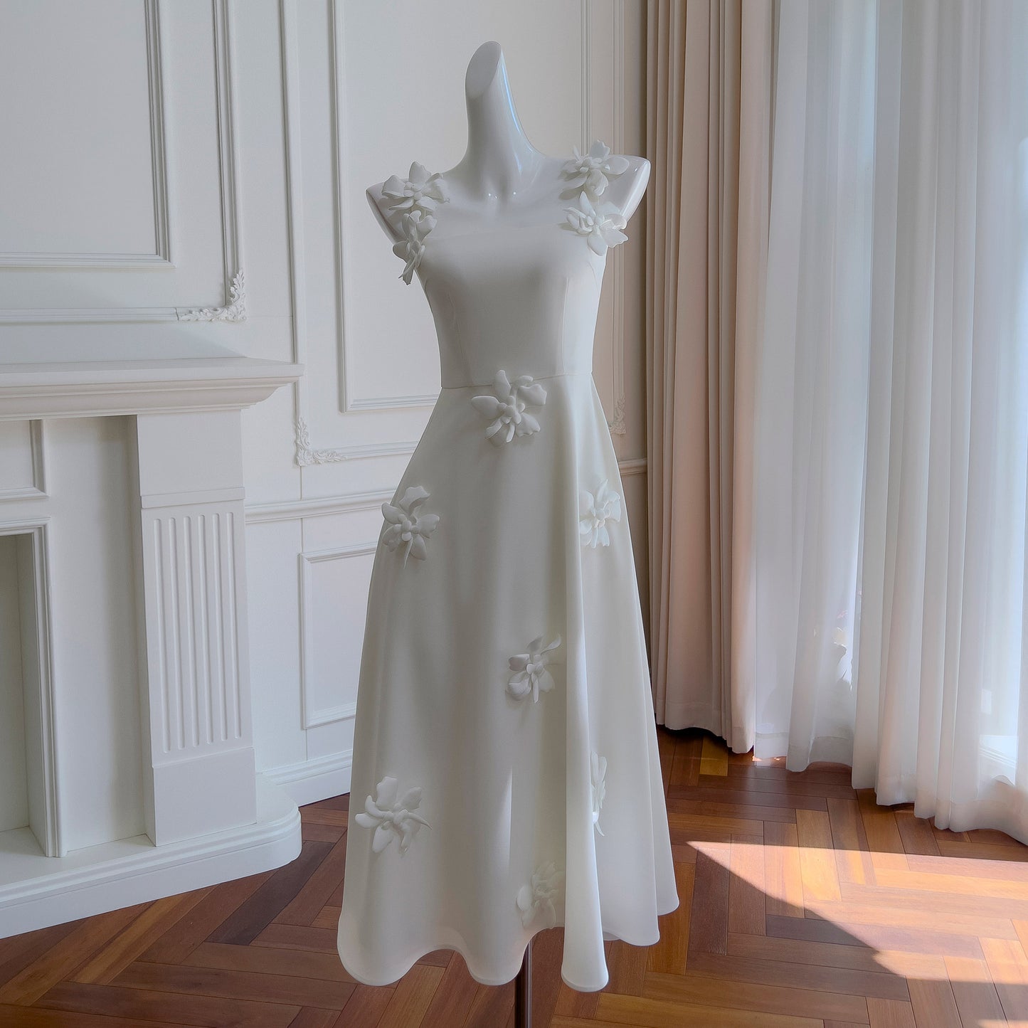 Three-dimensional Embroidery Certificate White French Suit Dress