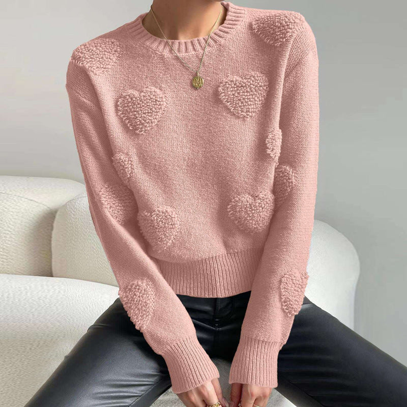 Women's Autumn And Winter Peach Heart Sweater Pullover Long Sleeve Top