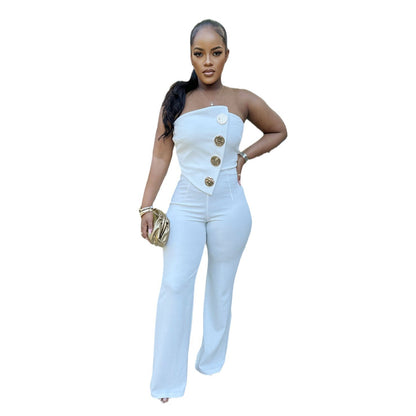 Women's Tube Top Wide Leg Jumpsuit