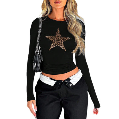 Women's Digital Printing XINGX Y Waist Midriff-baring Long Sleeve