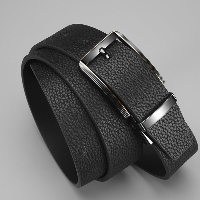 Advanced Texture Boys Trend Belt Rotatable Pin Buckle Two-color Double-sided Available