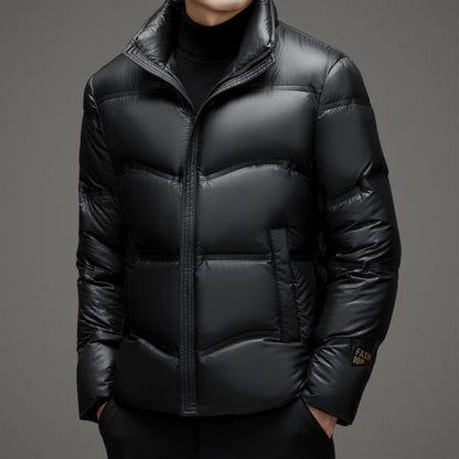 Winter Mid-old Men's Down Jacket Stand Collar Coat Thickened Protection