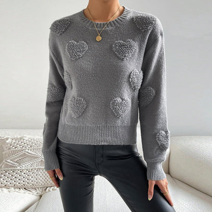 Women's Autumn And Winter Peach Heart Sweater Pullover Long Sleeve Top