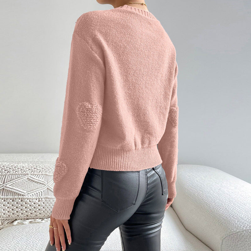 Women's Autumn And Winter Peach Heart Sweater Pullover Long Sleeve Top