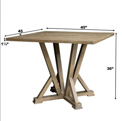 Square Counter Table 45 Inches Solid Wood Rubber Wood