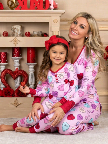 Valentines Day Love Print Casual Home Pajamas Parent Child Set