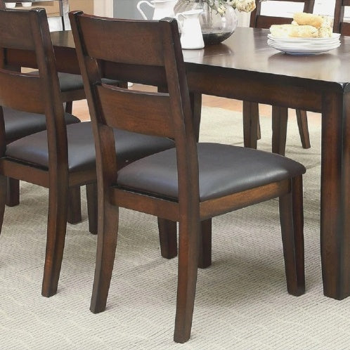 Dark Cherry Finish Solid Wood Transitional Style Kitchen Set Of 2pcs Dining Chairs Bold Sturdy Design Chairs Dining Room Furniture Padded Leatherette Seats