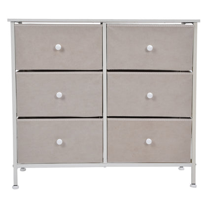 3Tier 6 Drawers Chest NonWoven Fabric Storage Cabinet Unit with Handles Home Bedroom Furniture White