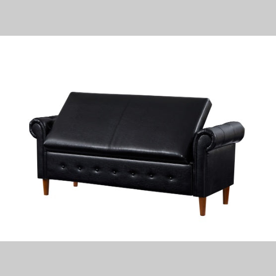 Black Multifunctional Storage Rectangular Sofa Stool