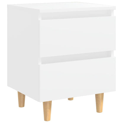 vidaXL Bed Cabinets with Solid Pinewood Legs 2 pcs White 40x35x50 cm