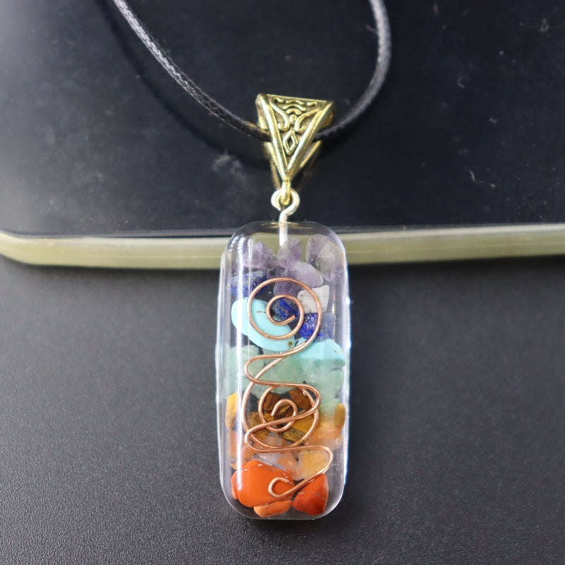 Retro Reiki Healing Energy Crystal Pendant Natural Stone For Yoga Meditation Spiritual 7 Chakra Jewelry Necklace Amulet